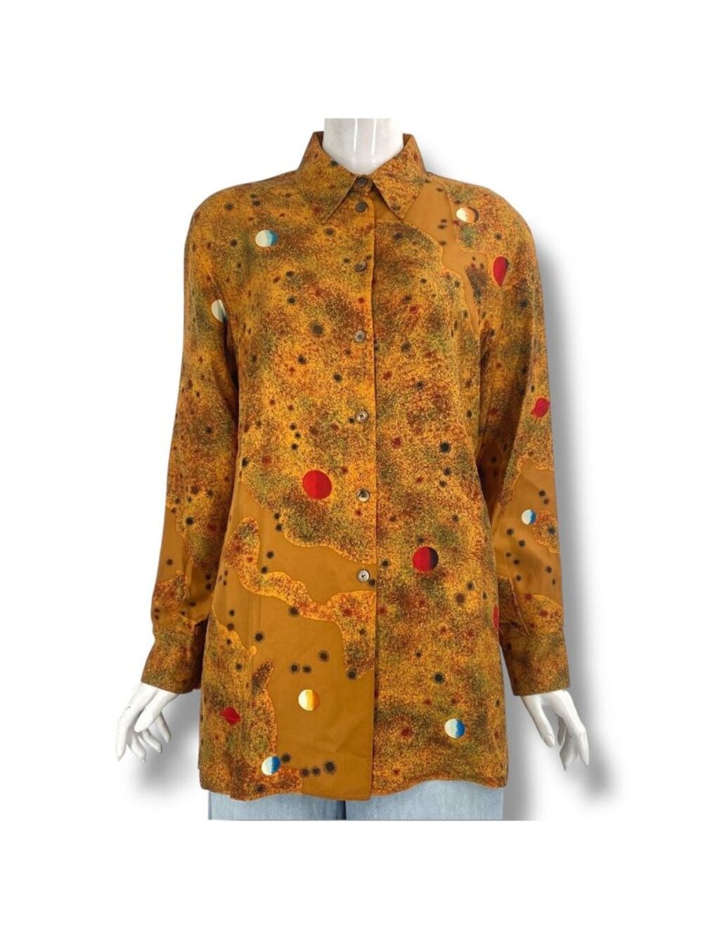 Hermes Top Silk Galaxy Cosmic Pattern Martin Margiela Era Shirt Multi Color 38